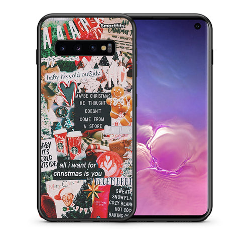 Θήκη Samsung S10 Christmas Happiness από τη Smartfits με σχέδιο στο πίσω μέρος και μαύρο περίβλημα | Samsung S10 Christmas Happiness case with colorful back and black bezels