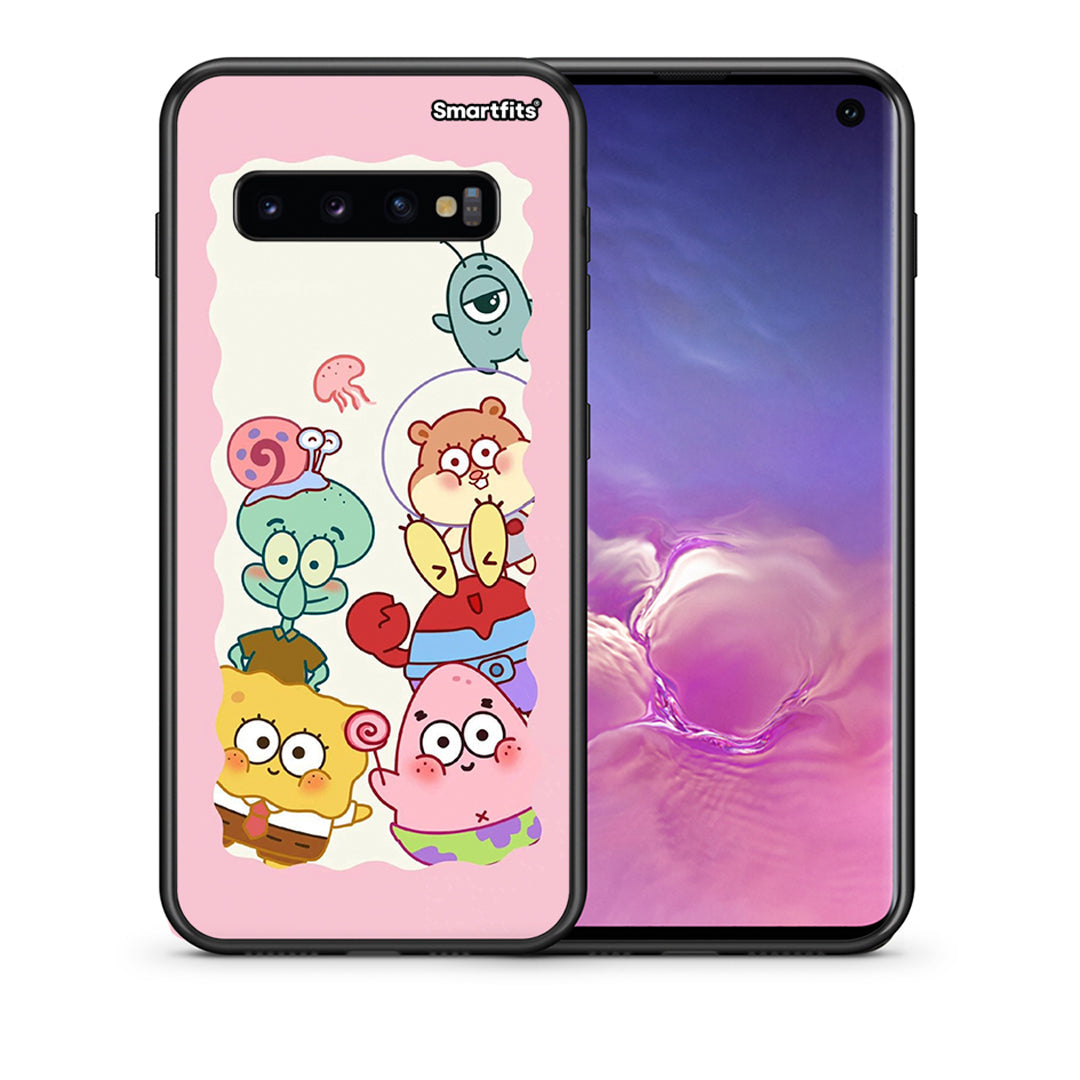 Θήκη Samsung S10 Cute Companion από τη Smartfits με σχέδιο στο πίσω μέρος και μαύρο περίβλημα | Samsung S10 Cute Companion case with colorful back and black bezels