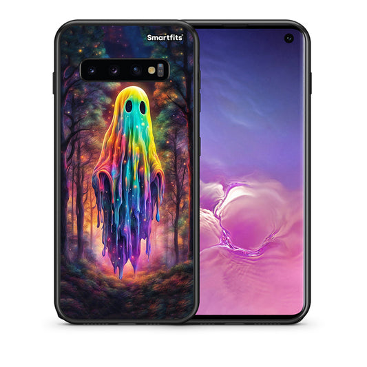 Θήκη Samsung S10 Halloween Ghost από τη Smartfits με σχέδιο στο πίσω μέρος και μαύρο περίβλημα | Samsung S10 Halloween Ghost case with colorful back and black bezels