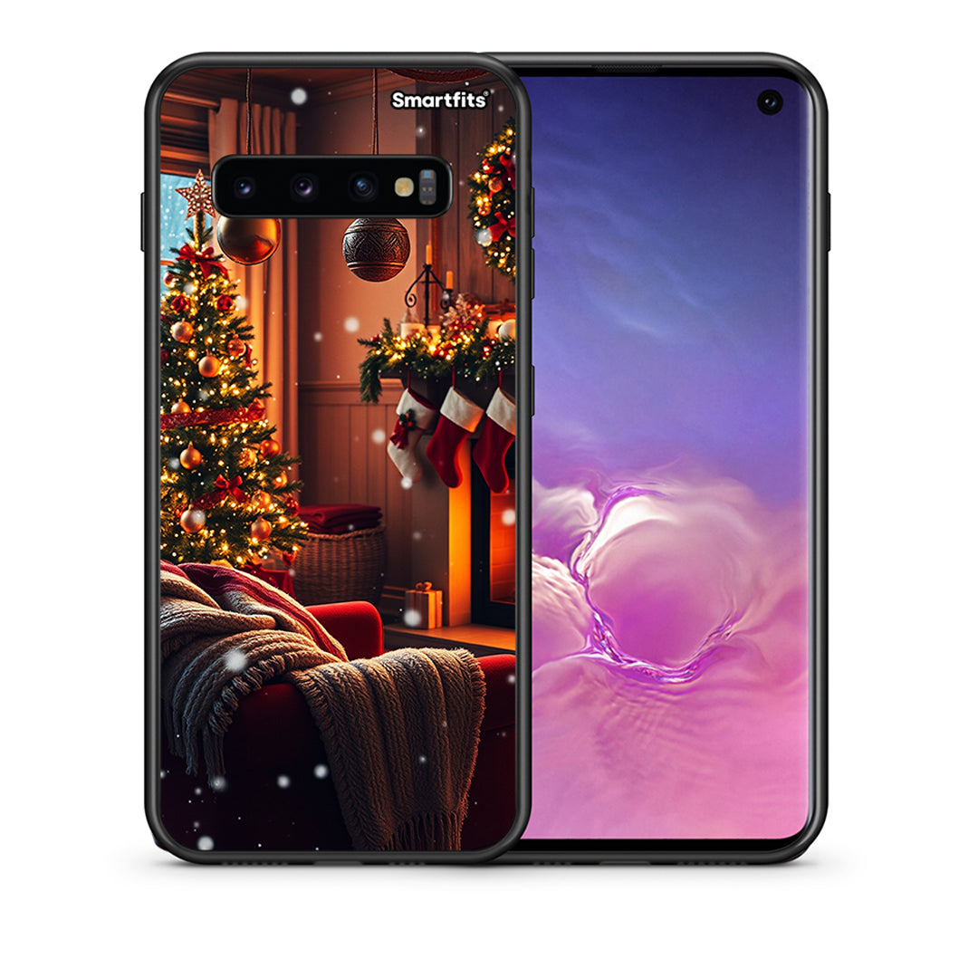 Θήκη Samsung S10 Home For Christmas από τη Smartfits με σχέδιο στο πίσω μέρος και μαύρο περίβλημα | Samsung S10 Home For Christmas case with colorful back and black bezels