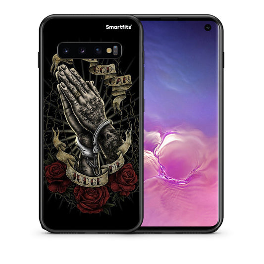 Θήκη Samsung S10 Judge By God από τη Smartfits με σχέδιο στο πίσω μέρος και μαύρο περίβλημα | Samsung S10 Judge By God case with colorful back and black bezels
