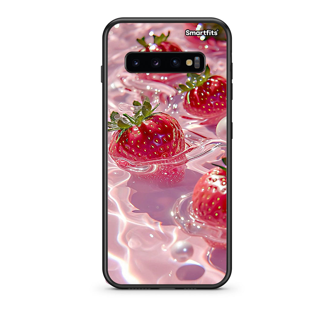 samsung s10 plus Juicy Strawberries θήκη από τη Smartfits με σχέδιο στο πίσω μέρος και μαύρο περίβλημα | Smartphone case with colorful back and black bezels by Smartfits
