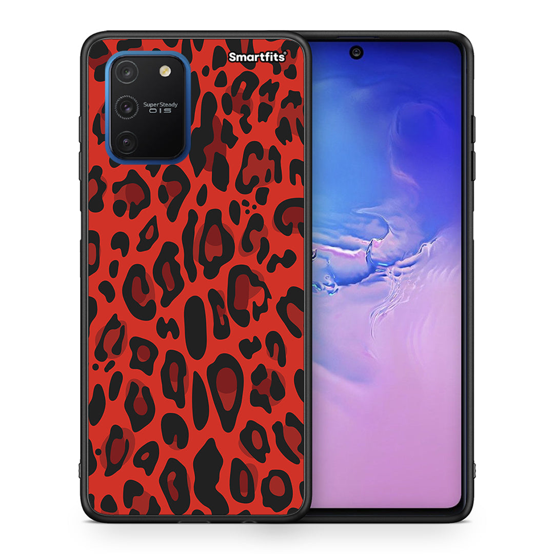 Θήκη Samsung Galaxy S10 Lite Red Leopard Animal από τη Smartfits με σχέδιο στο πίσω μέρος και μαύρο περίβλημα | Samsung Galaxy S10 Lite Red Leopard Animal case with colorful back and black bezels