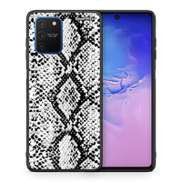 Thumbnail for Θήκη Samsung Galaxy S10 Lite White Snake Animal από τη Smartfits με σχέδιο στο πίσω μέρος και μαύρο περίβλημα | Samsung Galaxy S10 Lite White Snake Animal case with colorful back and black bezels