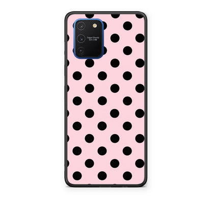 Θήκη Samsung Galaxy S10 Lite Black Polka Dots on Pink από τη Smartfits με σχέδιο στο πίσω μέρος και μαύρο περίβλημα | Samsung Galaxy S10 Lite Black Polka Dots on Pink case with colorful back and black bezels