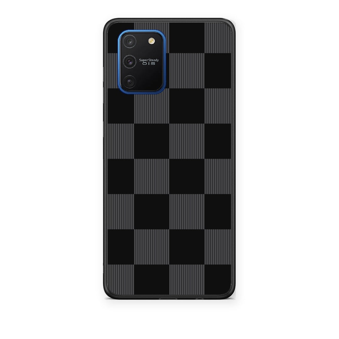 Θήκη Samsung Galaxy S10 Lite Black and Charcoal Striped Checks από τη Smartfits με σχέδιο στο πίσω μέρος και μαύρο περίβλημα | Samsung Galaxy S10 Lite Black and Charcoal Striped Checks case with colorful back and black bezels