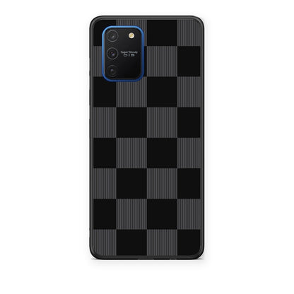 Θήκη Samsung Galaxy S10 Lite Black and Charcoal Striped Checks από τη Smartfits με σχέδιο στο πίσω μέρος και μαύρο περίβλημα | Samsung Galaxy S10 Lite Black and Charcoal Striped Checks case with colorful back and black bezels
