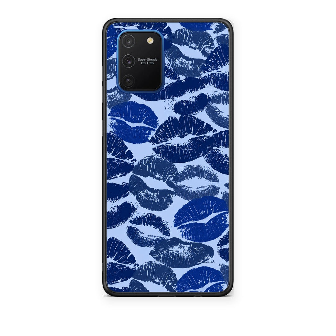 Θήκη Samsung Galaxy S10 Lite Blue Lipstick Kisses από τη Smartfits με σχέδιο στο πίσω μέρος και μαύρο περίβλημα | Samsung Galaxy S10 Lite Blue Lipstick Kisses case with colorful back and black bezels