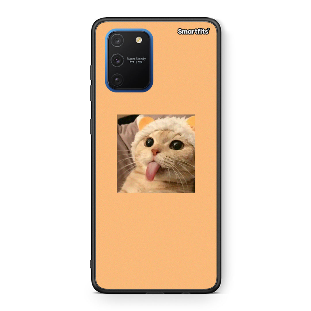 Samsung Galaxy S10 Lite Cat Tongue θήκη από τη Smartfits με σχέδιο στο πίσω μέρος και μαύρο περίβλημα | Smartphone case with colorful back and black bezels by Smartfits