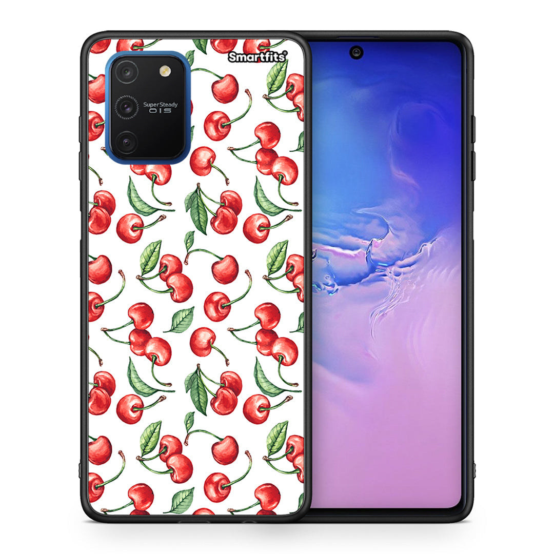 Θήκη Samsung Galaxy S10 Lite Cherry Summer από τη Smartfits με σχέδιο στο πίσω μέρος και μαύρο περίβλημα | Samsung Galaxy S10 Lite Cherry Summer case with colorful back and black bezels