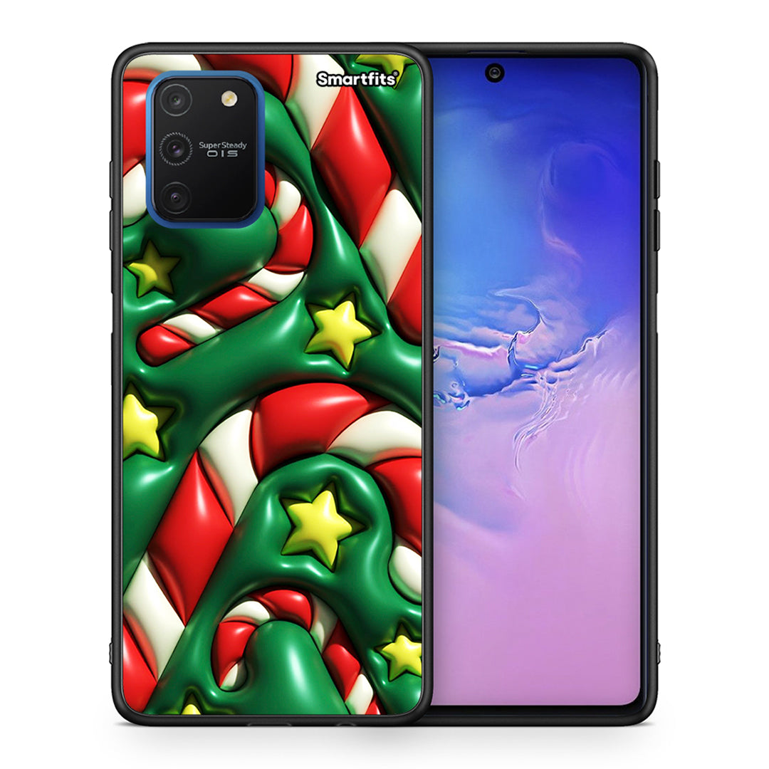 Θήκη Samsung Galaxy S10 Lite Christmas Bubbles από τη Smartfits με σχέδιο στο πίσω μέρος και μαύρο περίβλημα | Samsung Galaxy S10 Lite Christmas Bubbles case with colorful back and black bezels