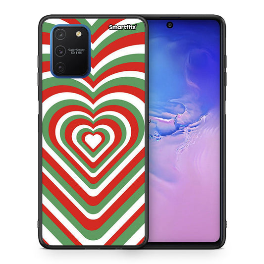 Θήκη Samsung Galaxy S10 Lite Christmas Hearts από τη Smartfits με σχέδιο στο πίσω μέρος και μαύρο περίβλημα | Samsung Galaxy S10 Lite Christmas Hearts case with colorful back and black bezels