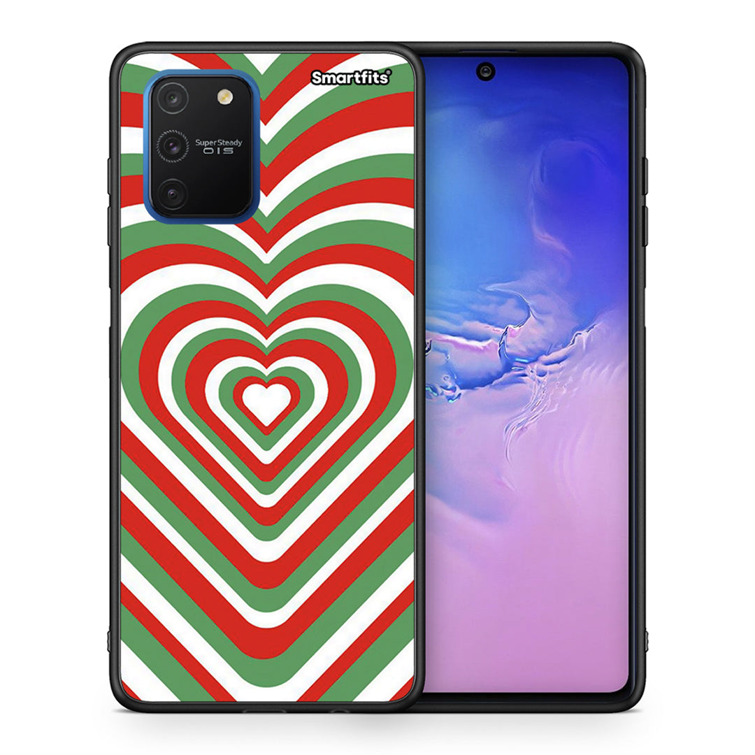 Θήκη Samsung Galaxy S10 Lite Christmas Hearts από τη Smartfits με σχέδιο στο πίσω μέρος και μαύρο περίβλημα | Samsung Galaxy S10 Lite Christmas Hearts case with colorful back and black bezels