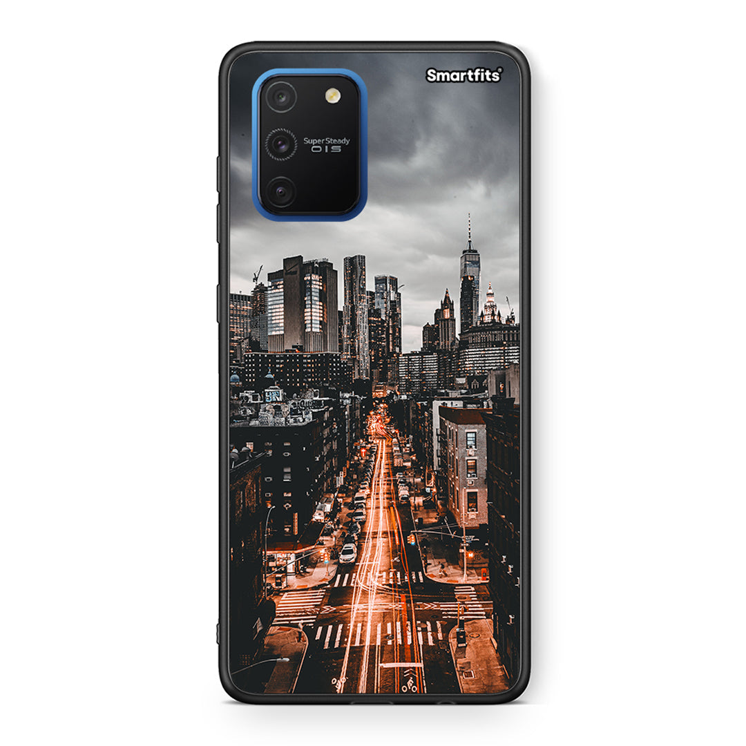 Samsung Galaxy S10 Lite City Lights θήκη από τη Smartfits με σχέδιο στο πίσω μέρος και μαύρο περίβλημα | Smartphone case with colorful back and black bezels by Smartfits