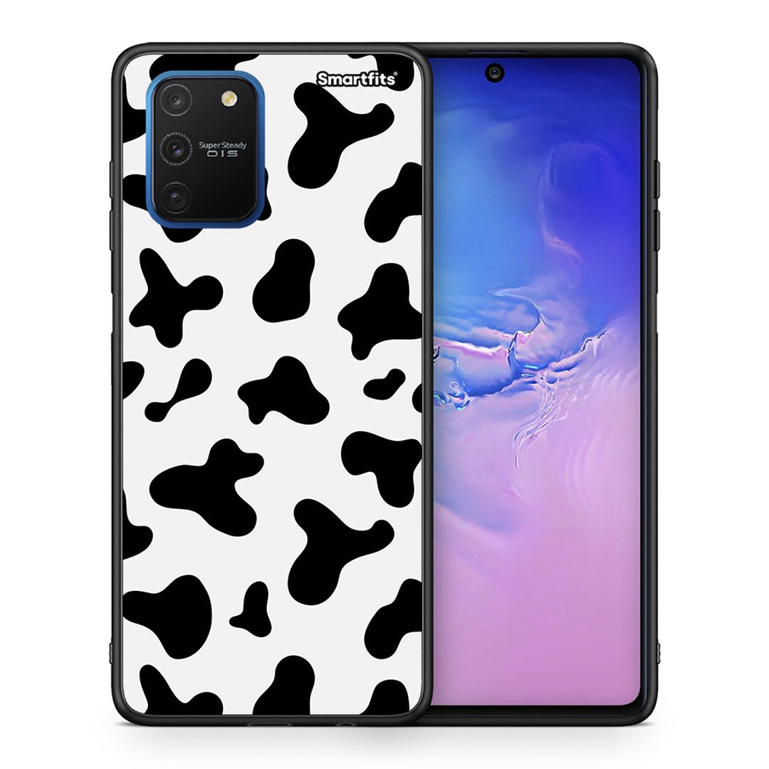 Θήκη Samsung Galaxy S10 Lite Cow Print από τη Smartfits με σχέδιο στο πίσω μέρος και μαύρο περίβλημα | Samsung Galaxy S10 Lite Cow Print case with colorful back and black bezels