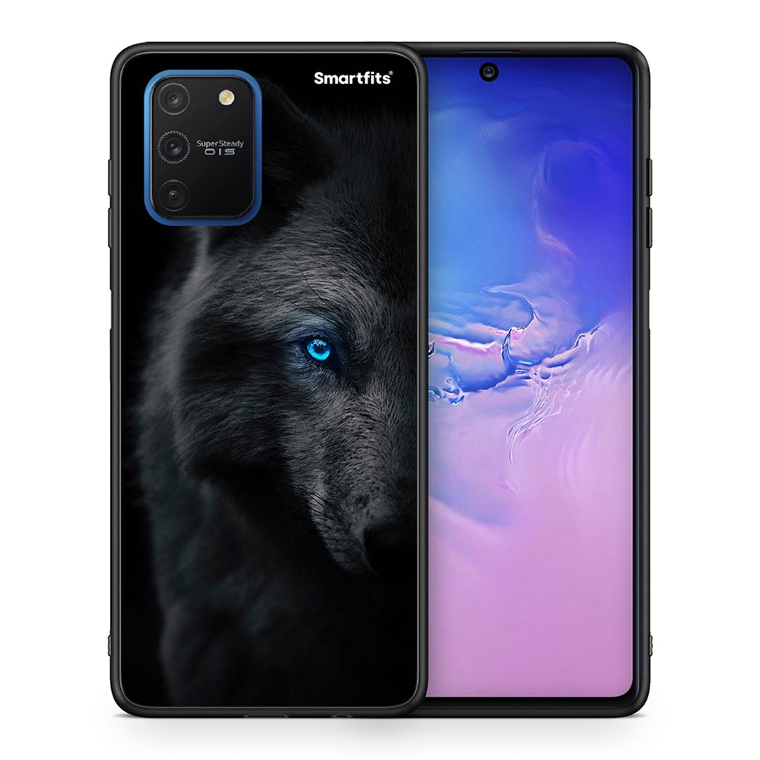 Θήκη Samsung Galaxy S10 Lite Dark Wolf από τη Smartfits με σχέδιο στο πίσω μέρος και μαύρο περίβλημα | Samsung Galaxy S10 Lite Dark Wolf case with colorful back and black bezels