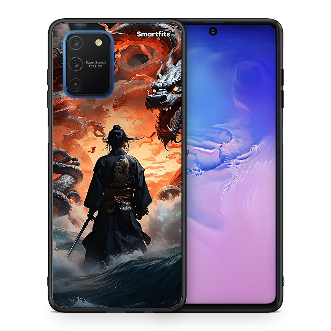 Θήκη Samsung Galaxy S10 Lite Dragons Fight από τη Smartfits με σχέδιο στο πίσω μέρος και μαύρο περίβλημα | Samsung Galaxy S10 Lite Dragons Fight case with colorful back and black bezels