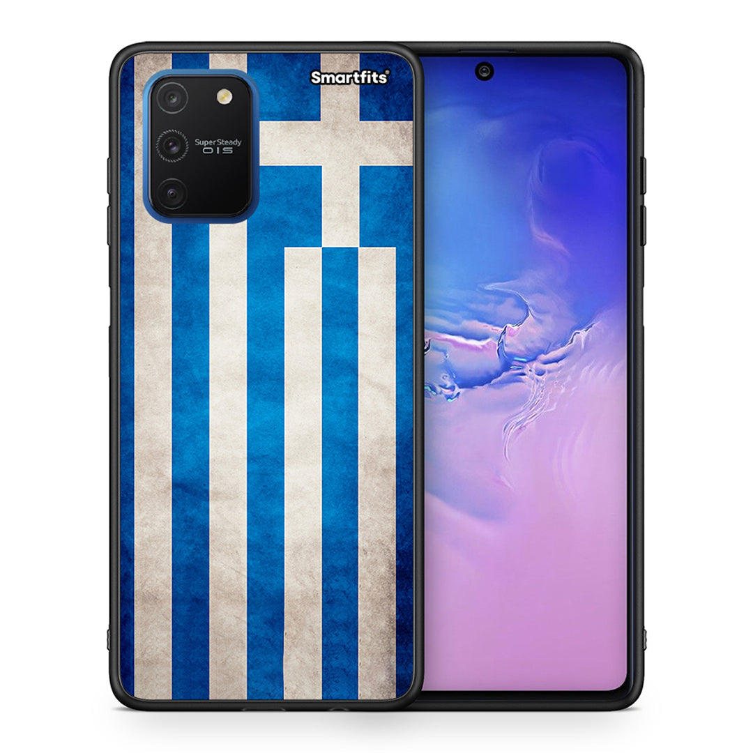 Θήκη Samsung Galaxy S10 Lite Greek Flag από τη Smartfits με σχέδιο στο πίσω μέρος και μαύρο περίβλημα | Samsung Galaxy S10 Lite Greek Flag case with colorful back and black bezels