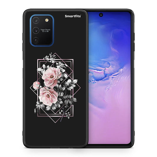 Θήκη Samsung Galaxy S10 Lite Frame Flower από τη Smartfits με σχέδιο στο πίσω μέρος και μαύρο περίβλημα | Samsung Galaxy S10 Lite Frame Flower case with colorful back and black bezels