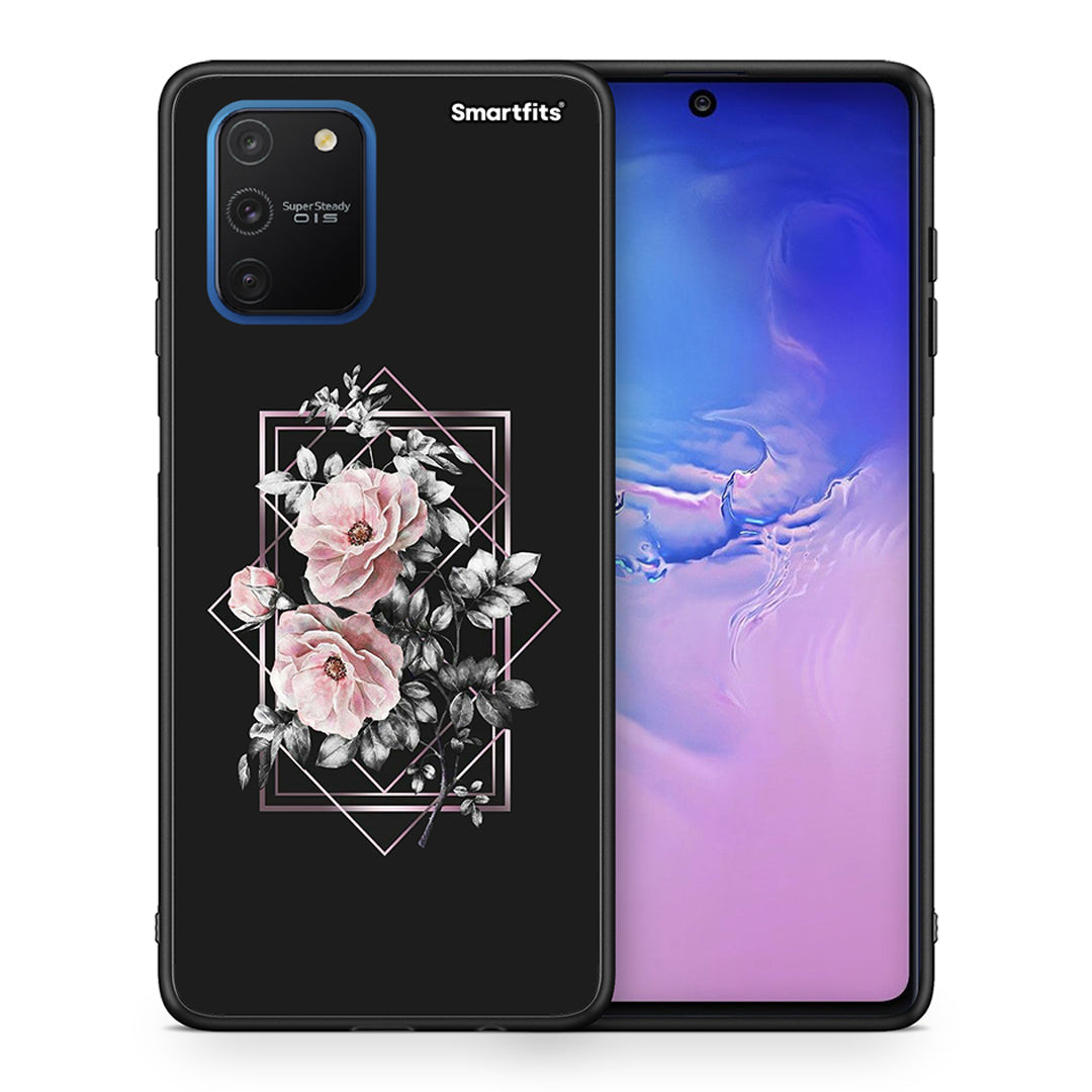 Θήκη Samsung Galaxy S10 Lite Frame Flower από τη Smartfits με σχέδιο στο πίσω μέρος και μαύρο περίβλημα | Samsung Galaxy S10 Lite Frame Flower case with colorful back and black bezels