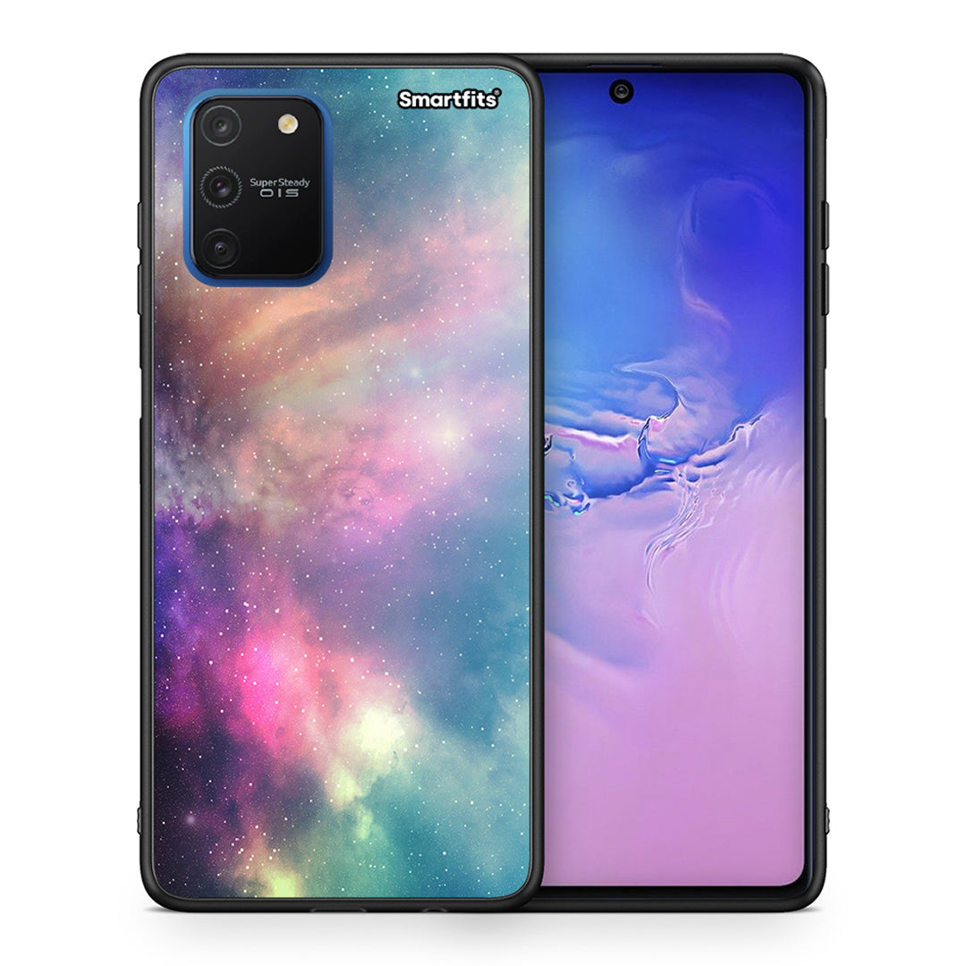 Θήκη Samsung Galaxy S10 Lite Rainbow Galaxy από τη Smartfits με σχέδιο στο πίσω μέρος και μαύρο περίβλημα | Samsung Galaxy S10 Lite Rainbow Galaxy case with colorful back and black bezels