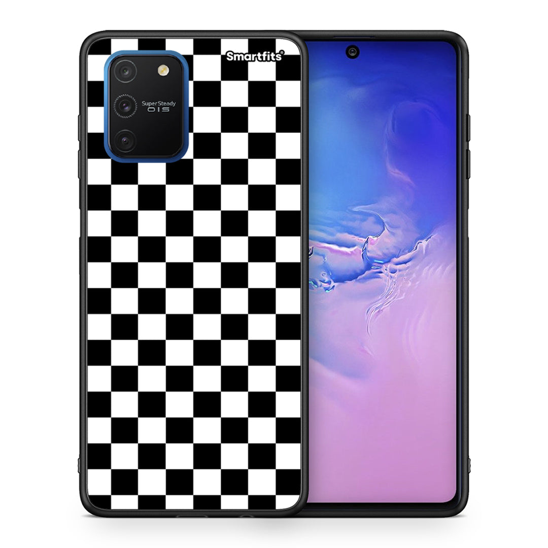 Θήκη Samsung Galaxy S10 Lite Squares Geometric από τη Smartfits με σχέδιο στο πίσω μέρος και μαύρο περίβλημα | Samsung Galaxy S10 Lite Squares Geometric case with colorful back and black bezels