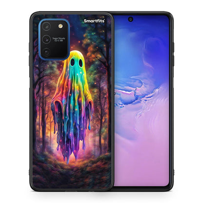 Θήκη Samsung Galaxy S10 Lite Halloween Ghost από τη Smartfits με σχέδιο στο πίσω μέρος και μαύρο περίβλημα | Samsung Galaxy S10 Lite Halloween Ghost case with colorful back and black bezels