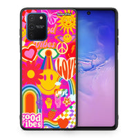 Thumbnail for Θήκη Samsung Galaxy S10 Lite Hippie Love από τη Smartfits με σχέδιο στο πίσω μέρος και μαύρο περίβλημα | Samsung Galaxy S10 Lite Hippie Love case with colorful back and black bezels