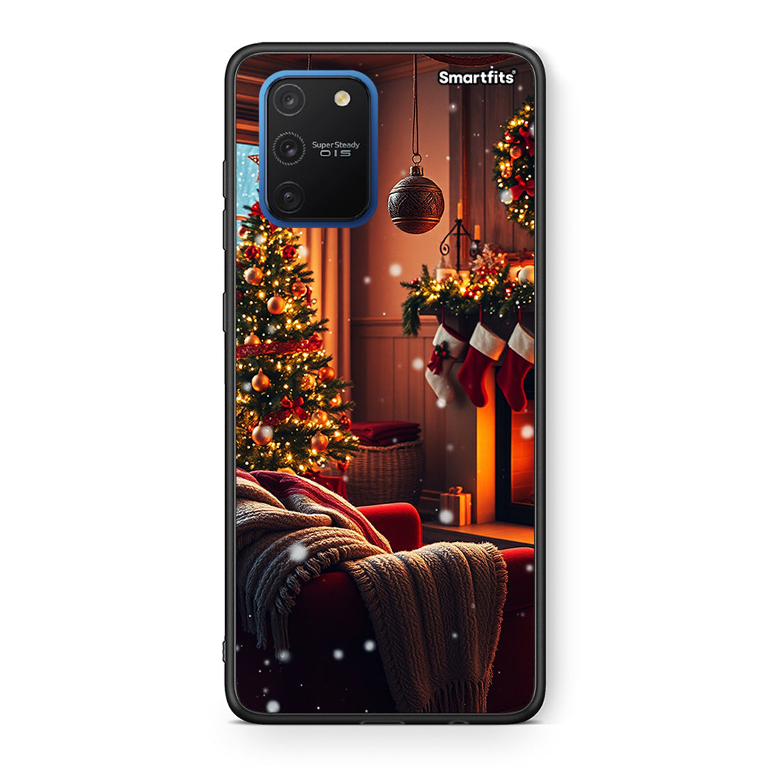 Samsung Galaxy S10 Lite Home For Christmas θήκη από τη Smartfits με σχέδιο στο πίσω μέρος και μαύρο περίβλημα | Smartphone case with colorful back and black bezels by Smartfits