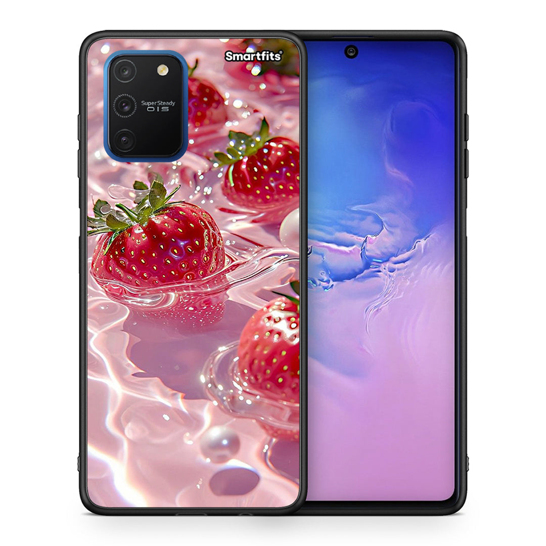 Θήκη Samsung Galaxy S10 Lite Juicy Strawberries από τη Smartfits με σχέδιο στο πίσω μέρος και μαύρο περίβλημα | Samsung Galaxy S10 Lite Juicy Strawberries case with colorful back and black bezels