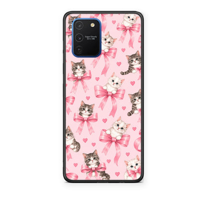 Θήκη Samsung Galaxy S10 Lite Kittens and Pink Bows on Pink από τη Smartfits με σχέδιο στο πίσω μέρος και μαύρο περίβλημα | Samsung Galaxy S10 Lite Kittens and Pink Bows on Pink case with colorful back and black bezels