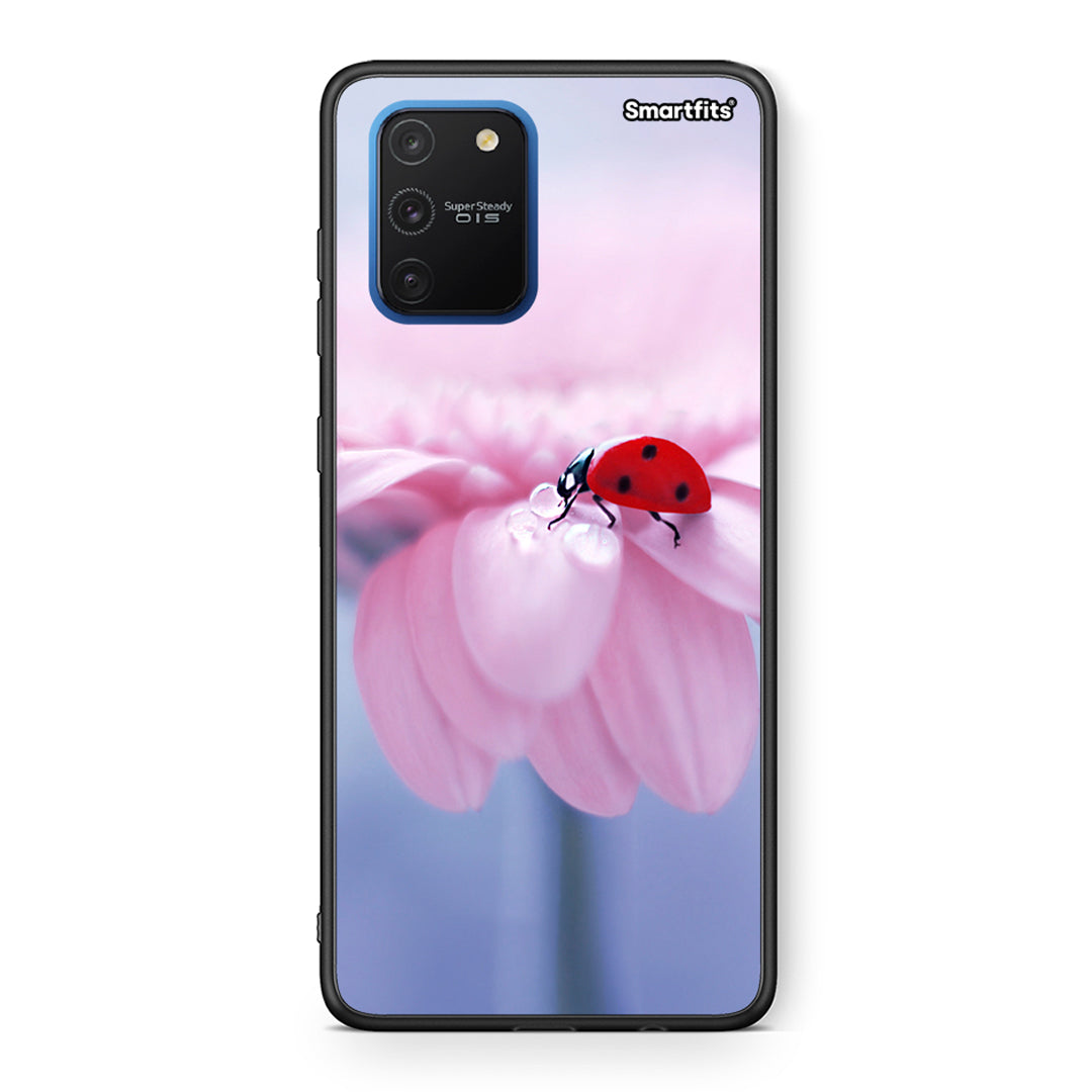 Samsung Galaxy S10 Lite Ladybug Flower θήκη από τη Smartfits με σχέδιο στο πίσω μέρος και μαύρο περίβλημα | Smartphone case with colorful back and black bezels by Smartfits