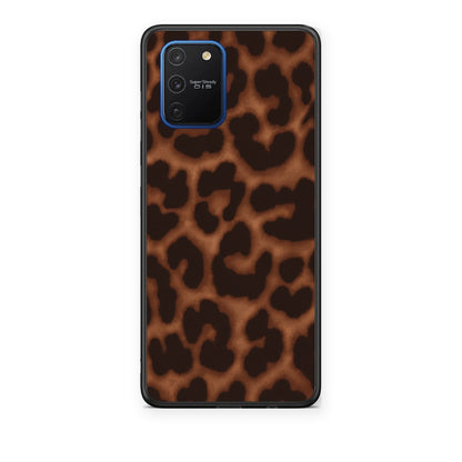 Θήκη Samsung Galaxy S10 Lite Leopard Print Dark Brown από τη Smartfits με σχέδιο στο πίσω μέρος και μαύρο περίβλημα | Samsung Galaxy S10 Lite Leopard Print Dark Brown case with colorful back and black bezels