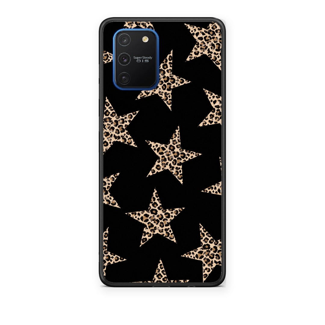 Θήκη Samsung Galaxy S10 Lite Leopard Stars on Black από τη Smartfits με σχέδιο στο πίσω μέρος και μαύρο περίβλημα | Samsung Galaxy S10 Lite Leopard Stars on Black case with colorful back and black bezels