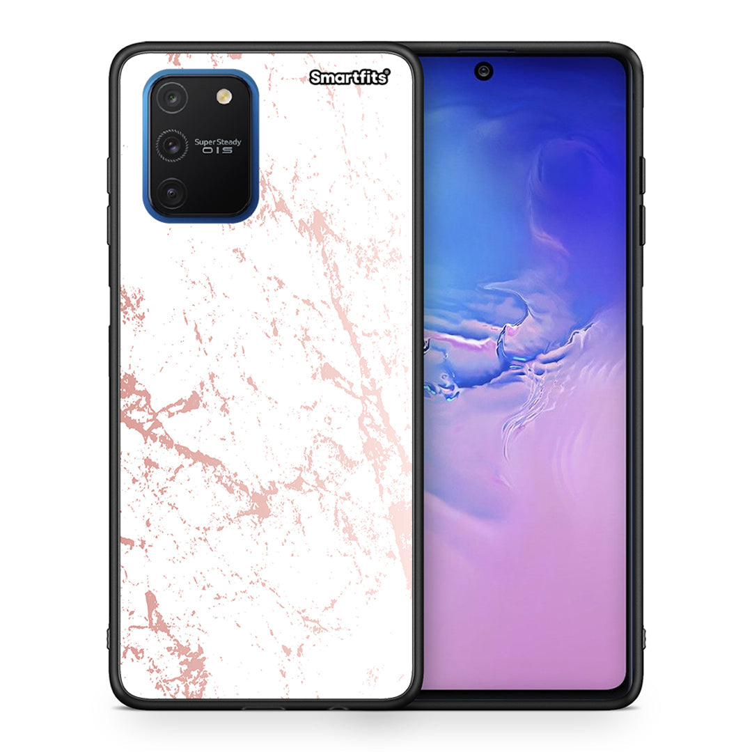 Θήκη Samsung Galaxy S10 Lite Pink Splash Marble από τη Smartfits με σχέδιο στο πίσω μέρος και μαύρο περίβλημα | Samsung Galaxy S10 Lite Pink Splash Marble case with colorful back and black bezels