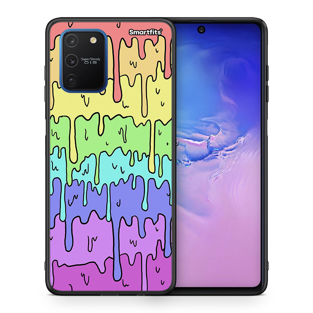 Θήκη Samsung Galaxy S10 Lite Melting Rainbow από τη Smartfits με σχέδιο στο πίσω μέρος και μαύρο περίβλημα | Samsung Galaxy S10 Lite Melting Rainbow case with colorful back and black bezels