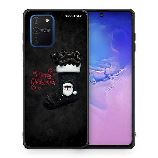 Θήκη Samsung Galaxy S10 Lite Merry Cat Christmas από τη Smartfits με σχέδιο στο πίσω μέρος και μαύρο περίβλημα | Samsung Galaxy S10 Lite Merry Cat Christmas case with colorful back and black bezels