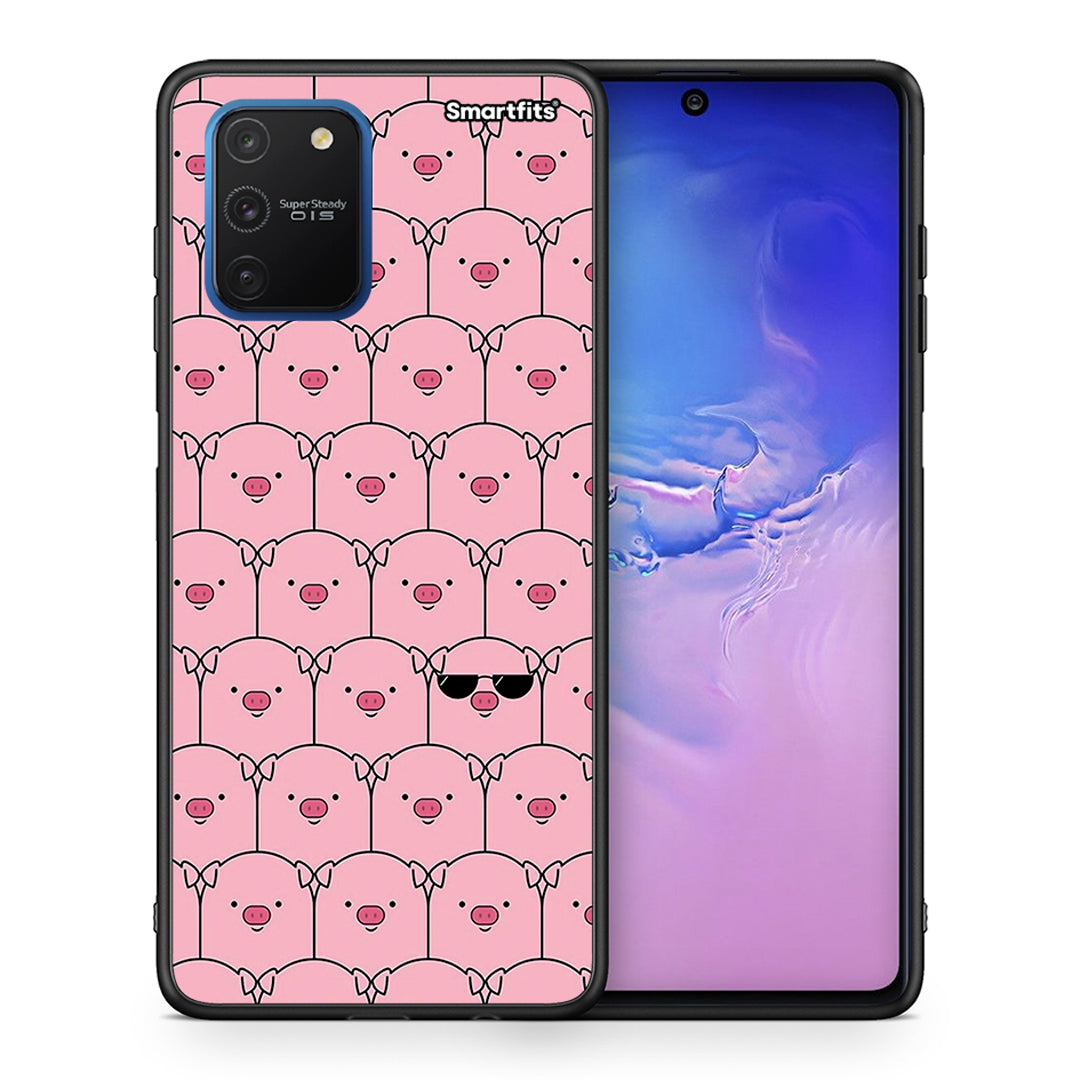 Θήκη Samsung Galaxy S10 Lite Pig Glasses από τη Smartfits με σχέδιο στο πίσω μέρος και μαύρο περίβλημα | Samsung Galaxy S10 Lite Pig Glasses case with colorful back and black bezels