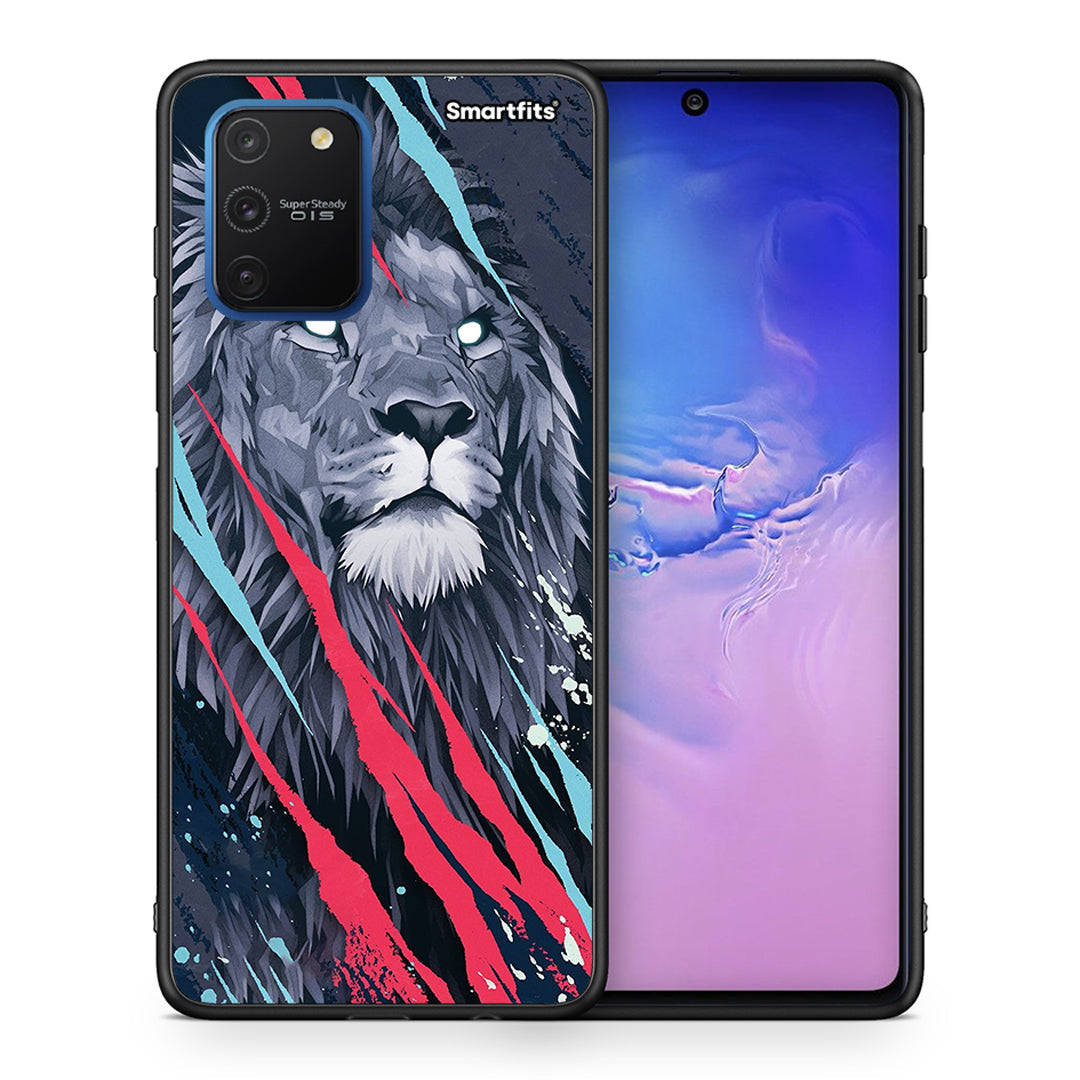 Θήκη Samsung Galaxy S10 Lite Lion Designer PopArt από τη Smartfits με σχέδιο στο πίσω μέρος και μαύρο περίβλημα | Samsung Galaxy S10 Lite Lion Designer PopArt case with colorful back and black bezels