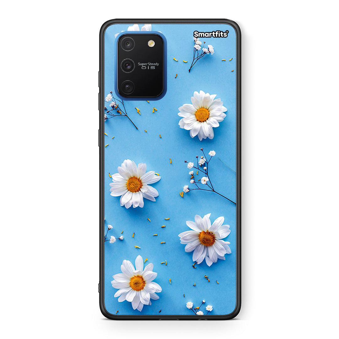 Samsung Galaxy S10 Lite Real Daisies θήκη από τη Smartfits με σχέδιο στο πίσω μέρος και μαύρο περίβλημα | Smartphone case with colorful back and black bezels by Smartfits