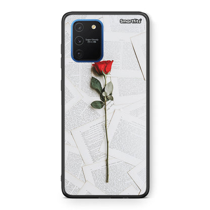 Samsung Galaxy S10 Lite Red Rose θήκη από τη Smartfits με σχέδιο στο πίσω μέρος και μαύρο περίβλημα | Smartphone case with colorful back and black bezels by Smartfits
