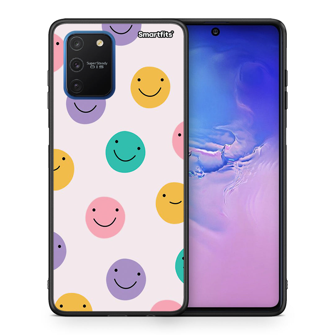 Θήκη Samsung Galaxy S10 Lite Smiley Faces από τη Smartfits με σχέδιο στο πίσω μέρος και μαύρο περίβλημα | Samsung Galaxy S10 Lite Smiley Faces case with colorful back and black bezels