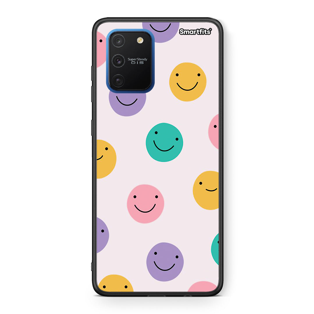 Samsung Galaxy S10 Lite Smiley Faces θήκη από τη Smartfits με σχέδιο στο πίσω μέρος και μαύρο περίβλημα | Smartphone case with colorful back and black bezels by Smartfits