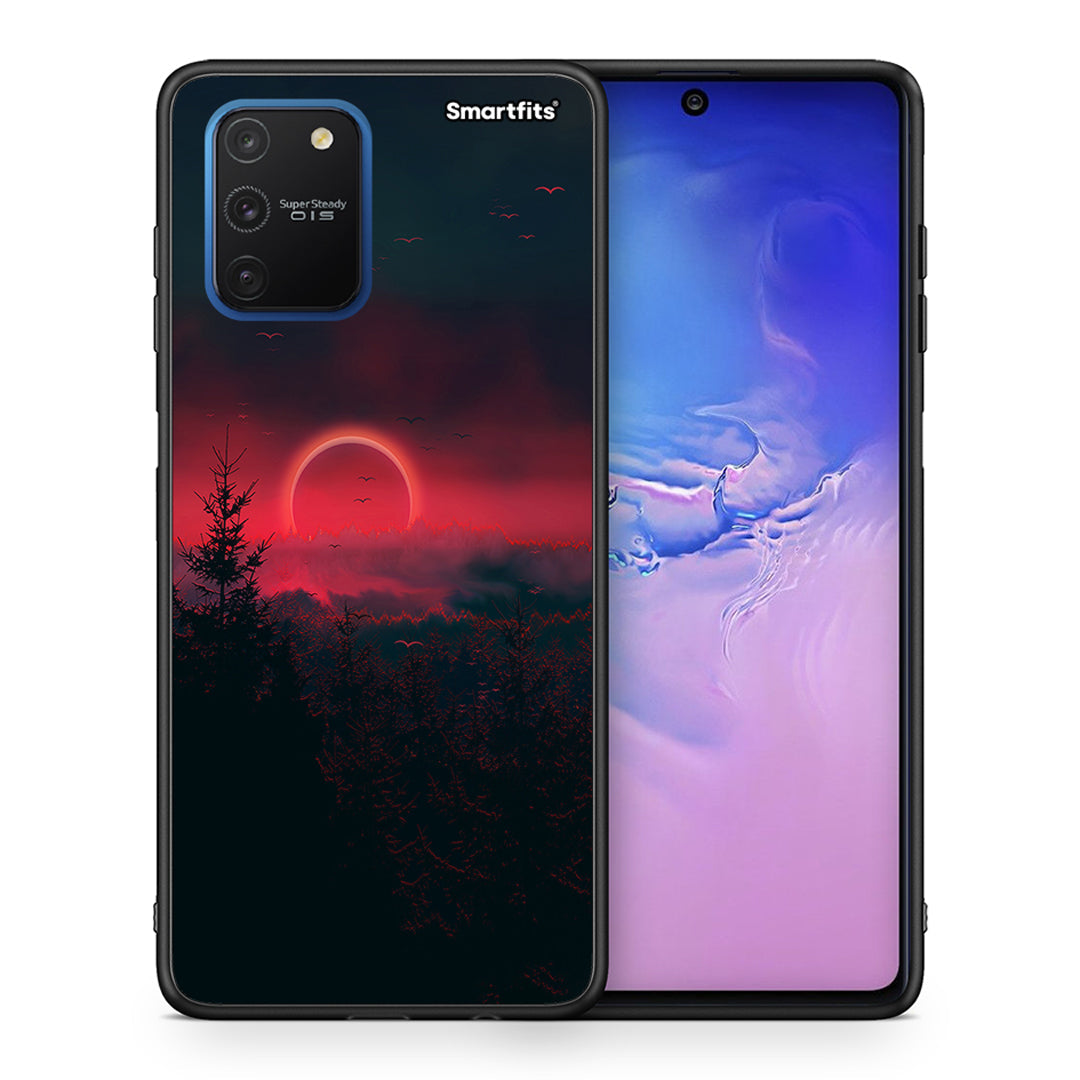 Θήκη Samsung Galaxy S10 Lite Sunset Tropic από τη Smartfits με σχέδιο στο πίσω μέρος και μαύρο περίβλημα | Samsung Galaxy S10 Lite Sunset Tropic case with colorful back and black bezels