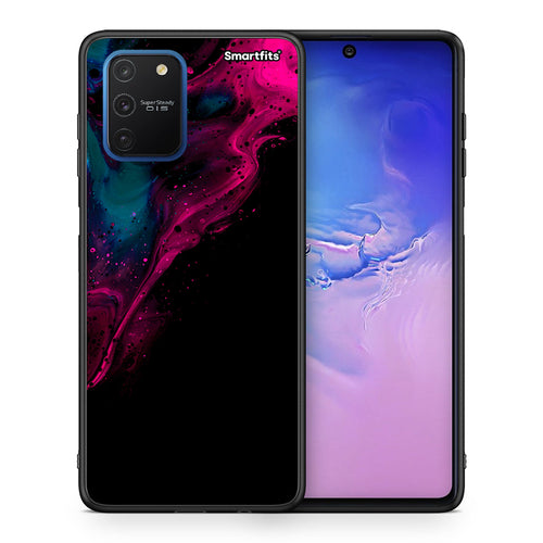 Θήκη Samsung Galaxy S10 Lite Pink Black Watercolor από τη Smartfits με σχέδιο στο πίσω μέρος και μαύρο περίβλημα | Samsung Galaxy S10 Lite Pink Black Watercolor case with colorful back and black bezels