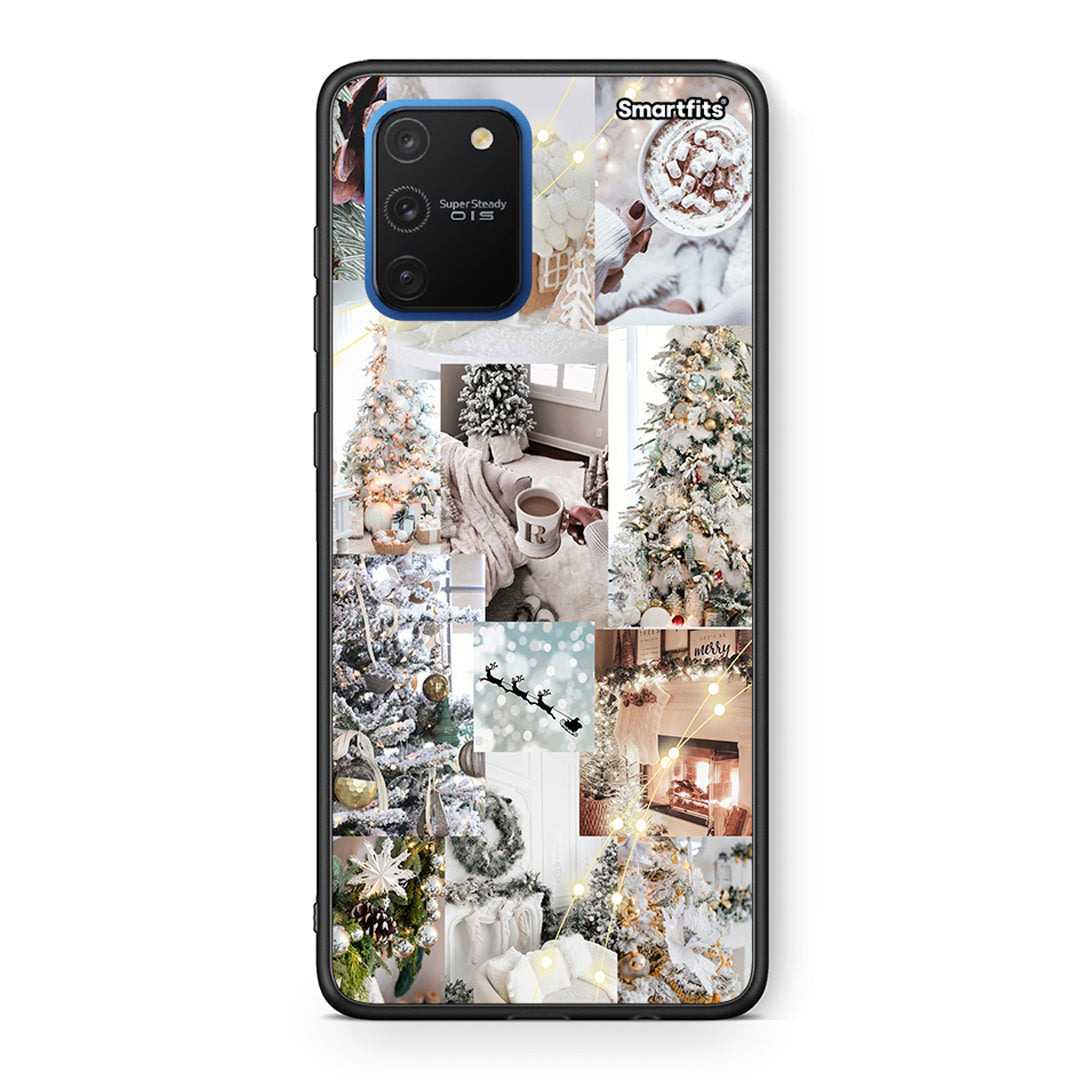 Samsung Galaxy S10 Lite White Christmas θήκη από τη Smartfits με σχέδιο στο πίσω μέρος και μαύρο περίβλημα | Smartphone case with colorful back and black bezels by Smartfits