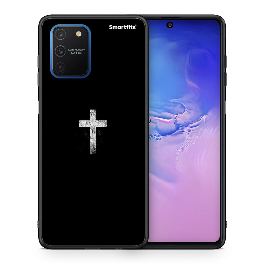 Θήκη Samsung Galaxy S10 Lite White Cross από τη Smartfits με σχέδιο στο πίσω μέρος και μαύρο περίβλημα | Samsung Galaxy S10 Lite White Cross case with colorful back and black bezels