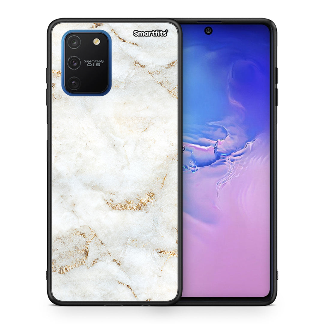 Θήκη Samsung Galaxy S10 Lite White Gold Marble από τη Smartfits με σχέδιο στο πίσω μέρος και μαύρο περίβλημα | Samsung Galaxy S10 Lite White Gold Marble case with colorful back and black bezels