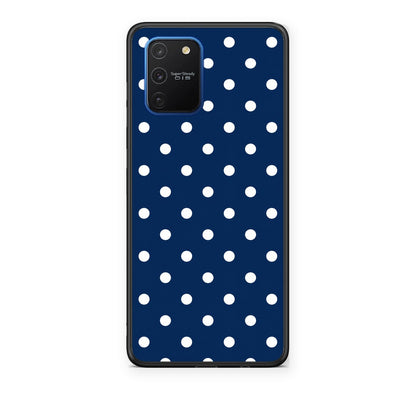 Θήκη Samsung Galaxy S10 Lite White Small Polka Dots on Navy από τη Smartfits με σχέδιο στο πίσω μέρος και μαύρο περίβλημα | Samsung Galaxy S10 Lite White Small Polka Dots on Navy case with colorful back and black bezels