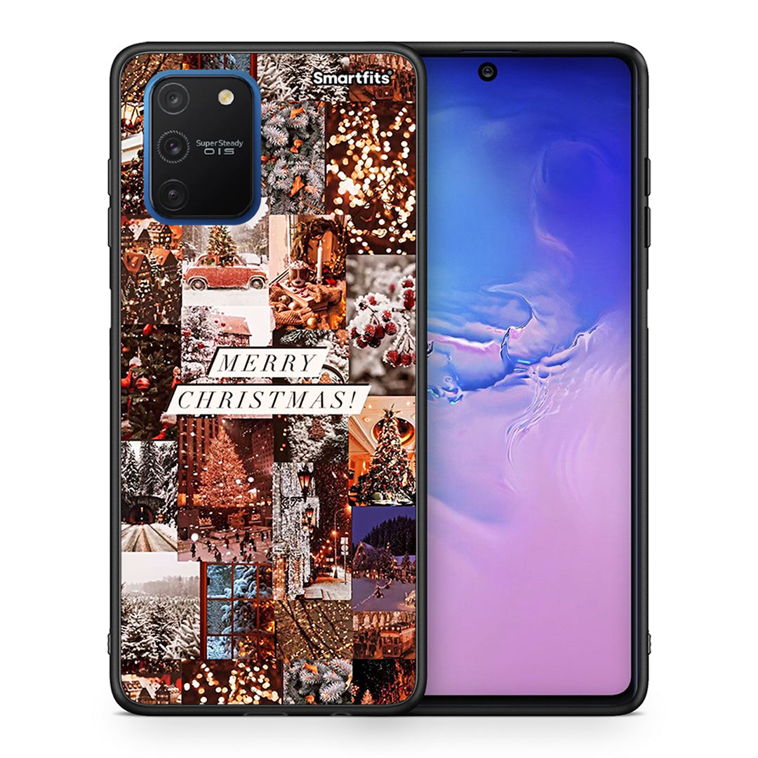Θήκη Samsung Galaxy S10 Lite Xmas Collage από τη Smartfits με σχέδιο στο πίσω μέρος και μαύρο περίβλημα | Samsung Galaxy S10 Lite Xmas Collage case with colorful back and black bezels